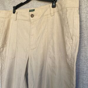 Orvis Linen Sorona Pants Womens 20 Beige Wide Leg Beach Summer Casual Stretch
